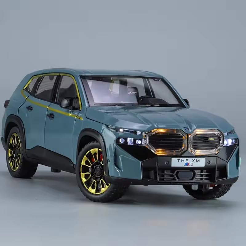 Image of 1:24 Grey B-M-W XM SUV Toy Car Model, Diecast Collectible Pull Back Model Car with Sound and Light, Toy Gift Vehicles for Adults Kids Boys Girls【Grey Color】