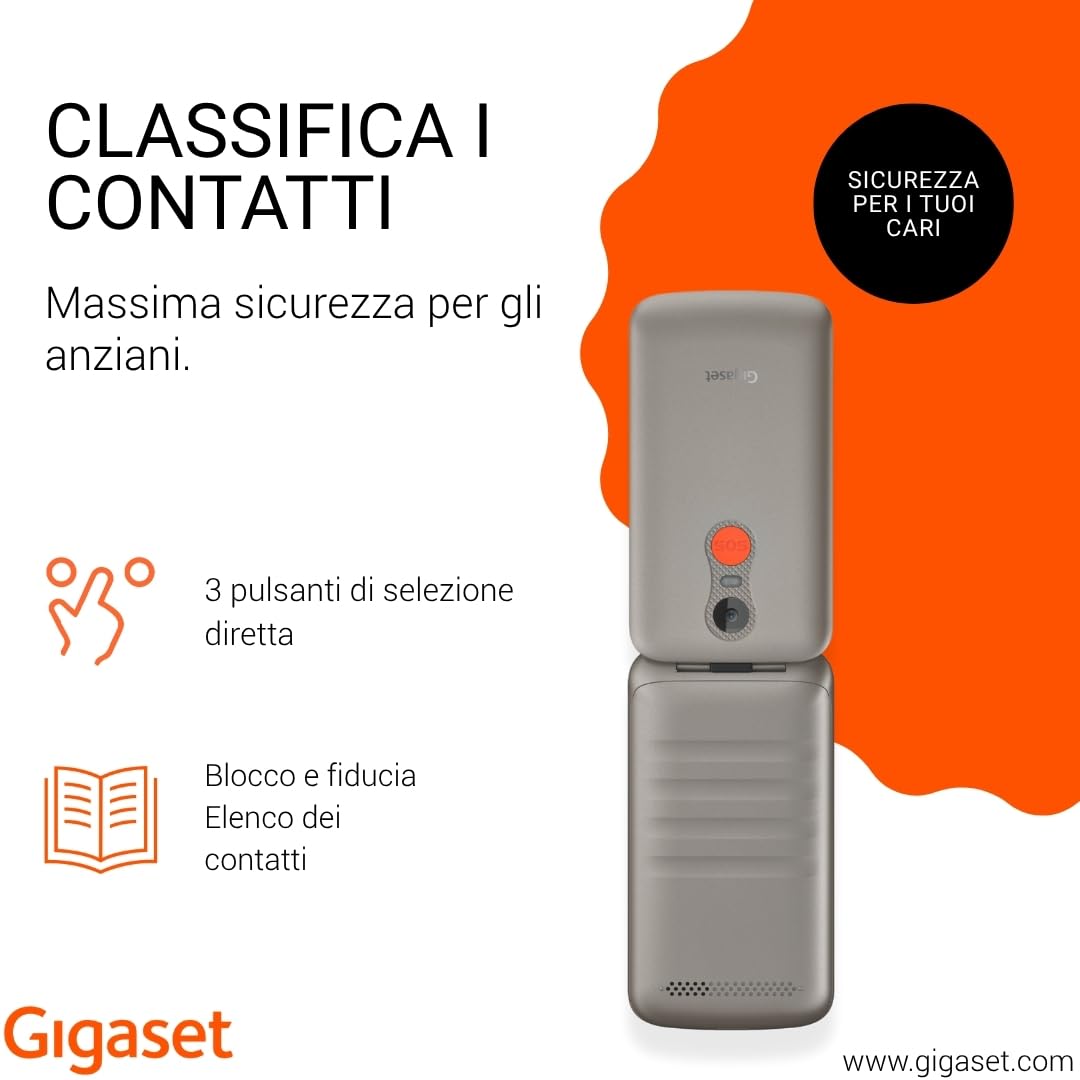 Gigaset GL595 Klapphandy mit SOS-Taste, 2,8 Zoll-Farbdisplay, Titanium