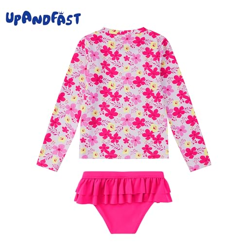 upandfast Girls Rash Guard Set Long Sleeve Two Piece Swimsuit with UPF 50+ Sun Protection for Girls 3-8 Years2