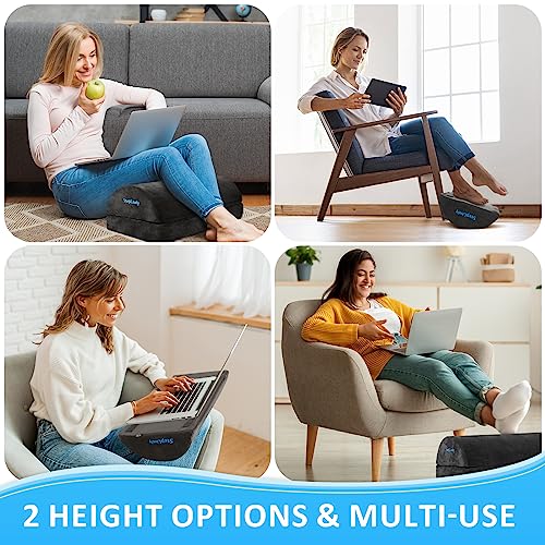 Image of StepLively Foot Rest for Under Desk at Work, Comfortable Foot Stool with 2 Adjustable Heights, Footrest with Washable Cover, for Back & Hip Pain Relief, Suitable for Office, Home, Car, Gray, X-Large