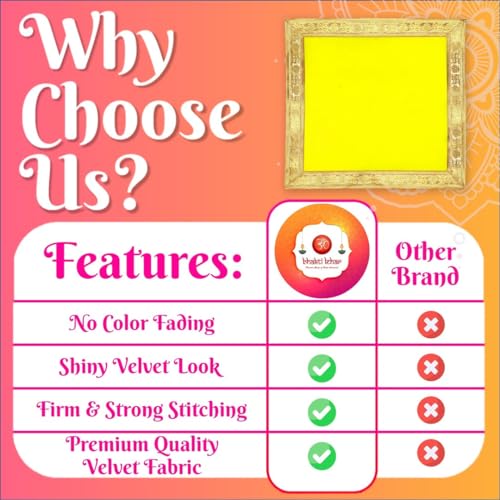 Image of Bhakti Lehar (16 x 16 Inch) Plain Yellow Velvet Pooja Aasan for God Idol /Chowki Aasan Kapda Cloth for Temple Shelf Home Mandir, Ganesh Baithak and God Idol Sitting - Pack of 2