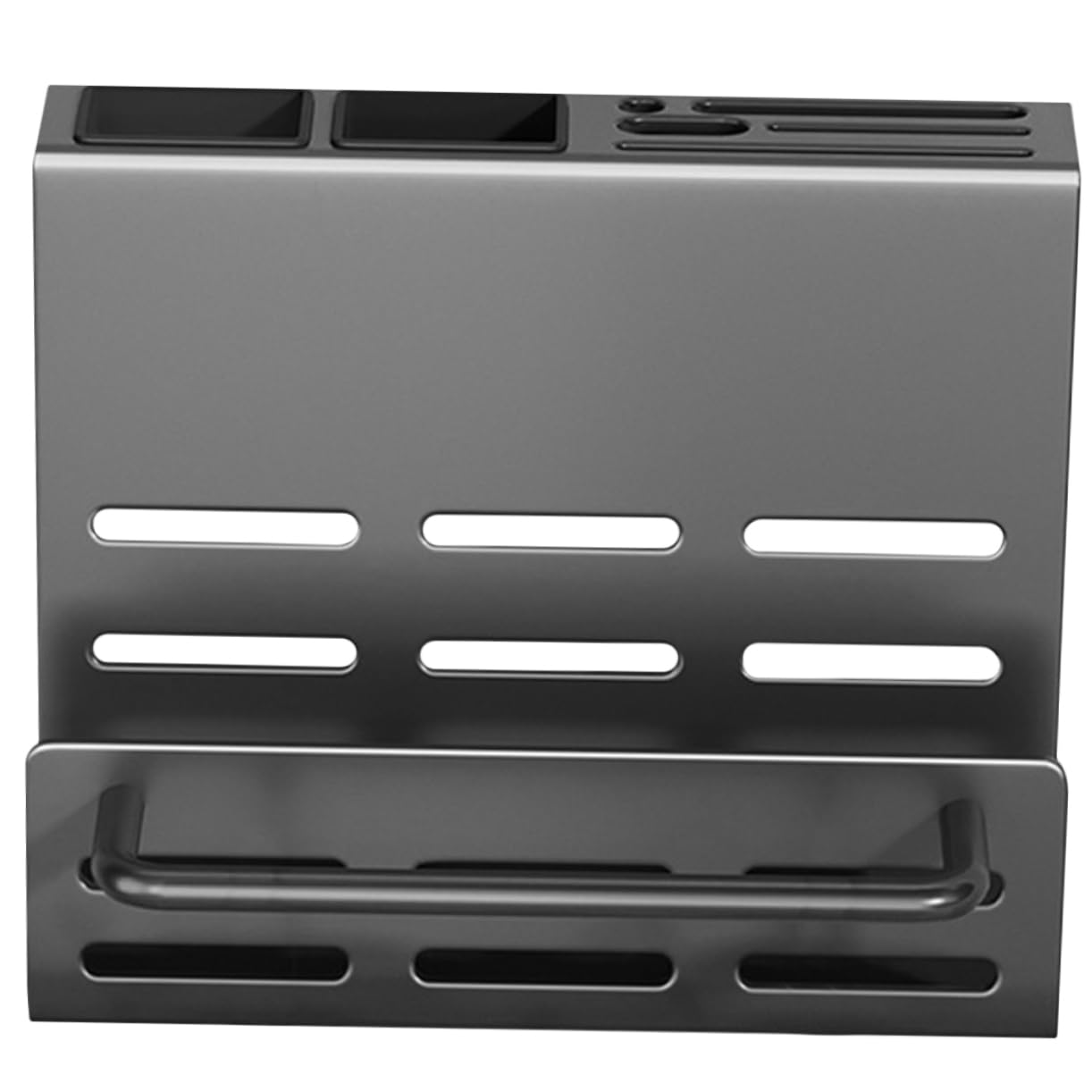 Cabilock Porte-Couverts Mural Multifonction A8 en Acier au Carbone Gris | Égouttage Intégré, Résistant à Rouille Rayures, pour Baguettes, Fourchettes, la Cuisine Domestique
