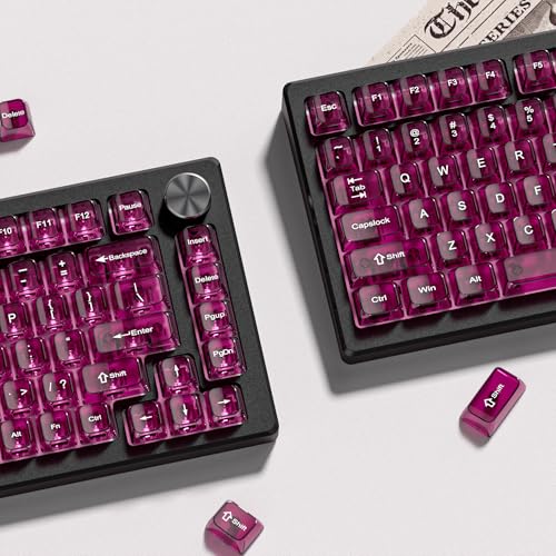 Image of dagaladoo Clear keycaps,Transparent Keyboard keycaps,Jelly Key caps Set,Shine Through keycap,MDA Profile Keyboard caps for Mx Switches Mechanical Keyboard(Fuchsia)