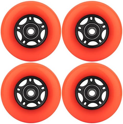 WHEELCOME Inline Skate Wheels with Bearings ABEC-9 and Floating Spacers for Blades Roller Hockey Skates, 85A Indoor & Outdoor, 64mm/70mm/72mm/76mm/80mm Dia, 4-Pack (Orange, 80mm)