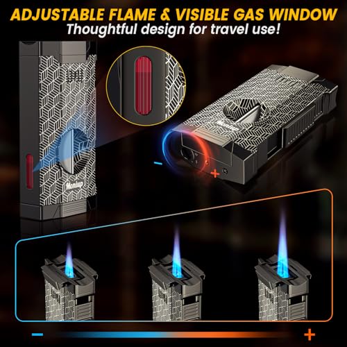 Encendedor antorcha 2 llamas con cortador en V gris miniatura 5