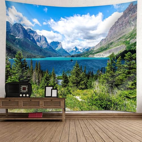 Tapisserie murale tissu paysage 200x200 anti-reflet pour fond de visioconférence et ado