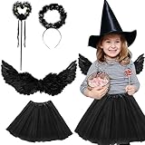 🧚‍♀️[VIELE ANLÄSSE]:Das schwarzer engel kostüm damen eignet sich für jeden Anlass, Halloween, Karneval, Hochzeitszubehör für Blumenmädchen, Fotorequisiten, Amor-Kostüm, Weihnachtsspiele, Kostümpartys, Bühnenshows, Geburtstagsfeiern, besondere Feste und Themenpartys