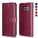 OCASE Galaxy S7 Edge Case [TPU Shockproof Interior Protective Case] [Card Slot] [Kickstand] Leather Wallet Flip Case Samsung Galaxy S7 Edge (Burgundy)