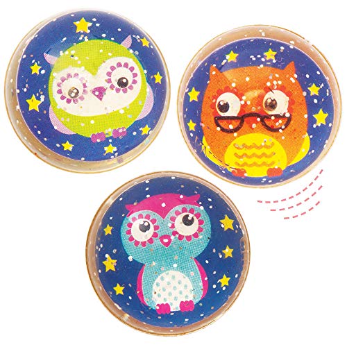 Baker Ross AX602 Glitzernde Kleine Eule Flummis - 10 Stück, Lustiges Spielzeug Für Kinder In Der Herbstzeit Perfekte Party, Beute, Preis Oder Korbfüller