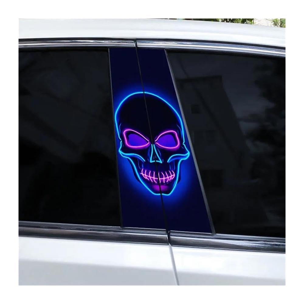 Body Parts 1pair Cool Skull Car B-Pillar Decoration Sticker Vinyl Cover Scratch Decal(D)
