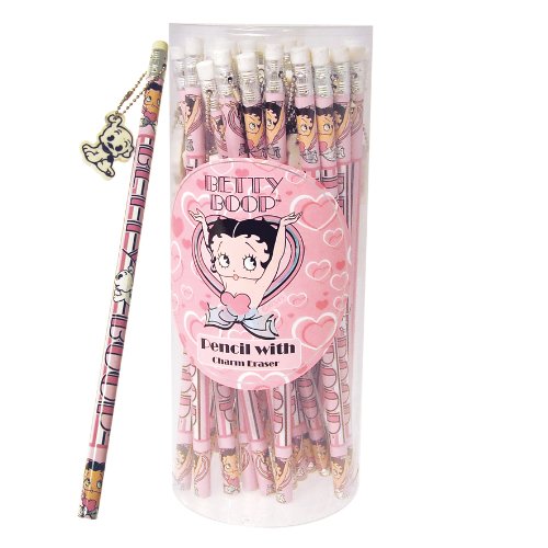 Betty Boop Limited Edition Deluxe Wide Range Stationary-Choose Your Option (Pink Pencil With Eraser Set of 30)