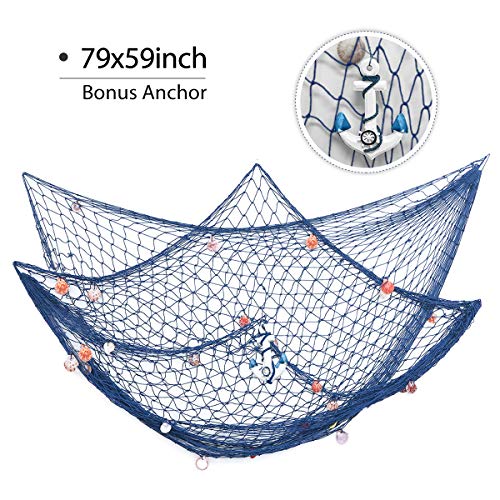 king do way 79inch x 59inch Mediterranean Style Fishing Nets with Sea Shells