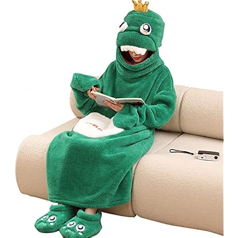 YANMUZI Animal Bath Robes Dressing Gown Womens Tv Blankets For Adults Women Animal Robe Snuggle Blanket,Frog-M Cover