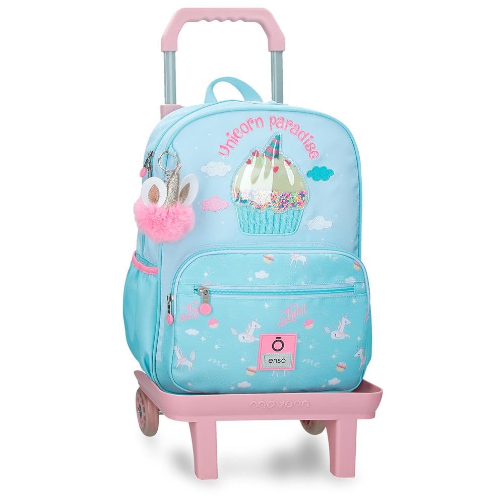 Enso Unicorn Paradise School Backpack with Trolley Turquoise Blue 30x38x12 cm Polyester 13.7L