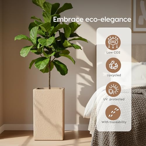 Image of Eha Earth Friendly Mansion Big Planters for Home Decor | 17 inch, Pack of 1 | Plant Pot Made with Rice Husk | UV Protected Pot for Plant | Pots & Planters Big Size | Dune