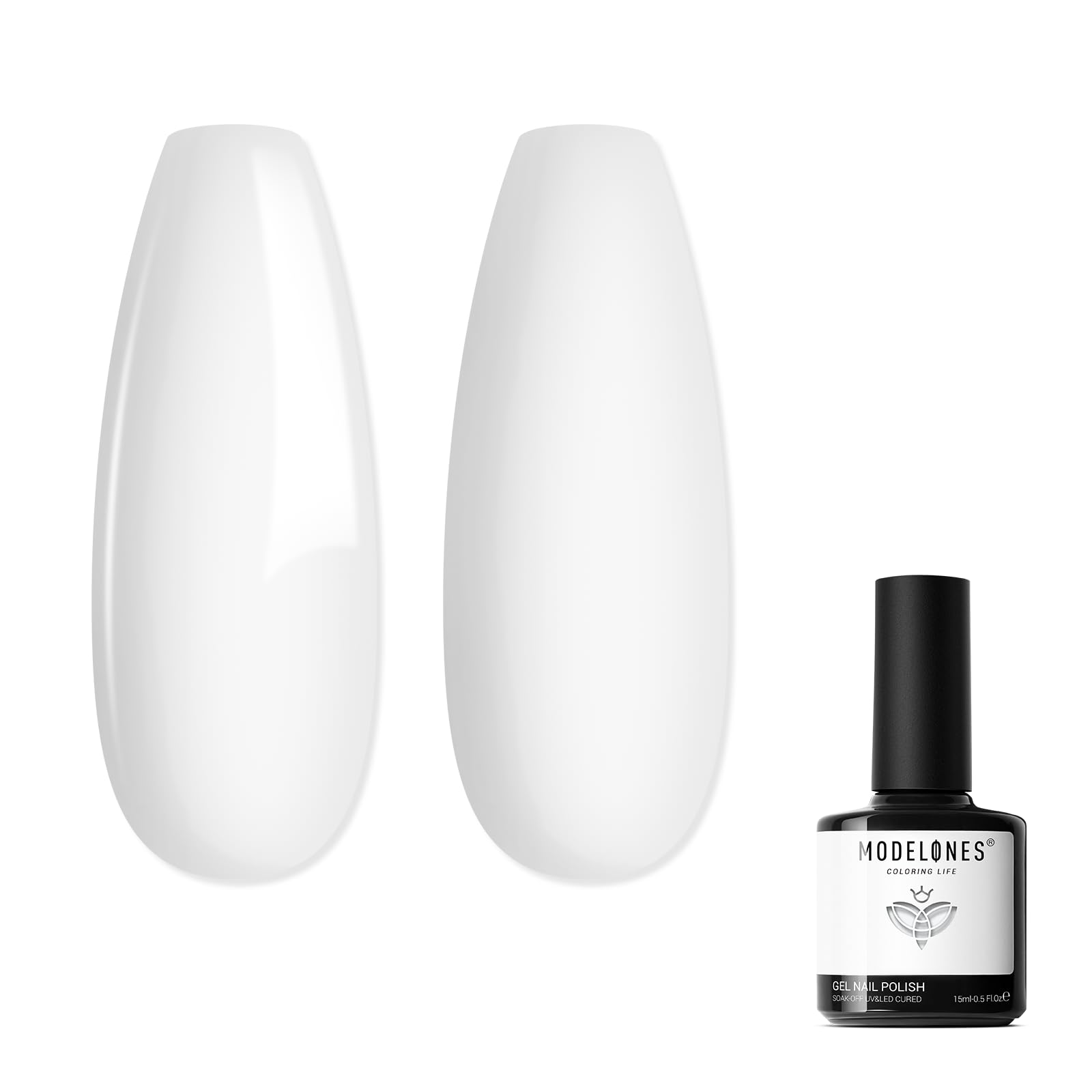 modelones Gel Nail Polish, White Gel Nail Polish for French Tip Soak Off Pastel U V White Color Art Design for Women Girl Nail Lovers Gift Salon DIY Manicure 15 ML