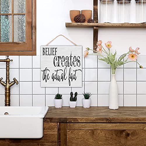 Plaque en bois vieilli Belief Creates - Décoration murale d'intérieur moderne - 5