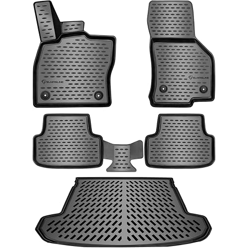 ELMASLINE 3D Gummimatten & Kofferraumwanne Set für VW Passat B8 Limousine 2014-2024 | Hoher Rand | Zubehör Fußmatten Kofferraum