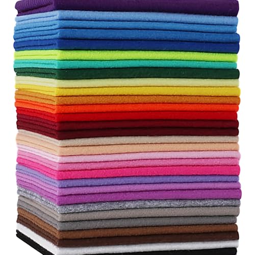 XSEINO 30PCS 8 x 12 1.4 mm Thick Soft Felt Sheets 30 Assorted Multicolour Series Soft Felt Sheets for DIY Craft Sewing Squares Nonwoven Patchwork