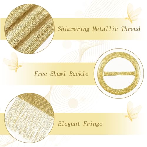 Sparkling Metallic Pashmina Shawl Wraps Scarf with Buckle for Evening Party Bridal Wedding Banquets Gatherings Formal Dresses3