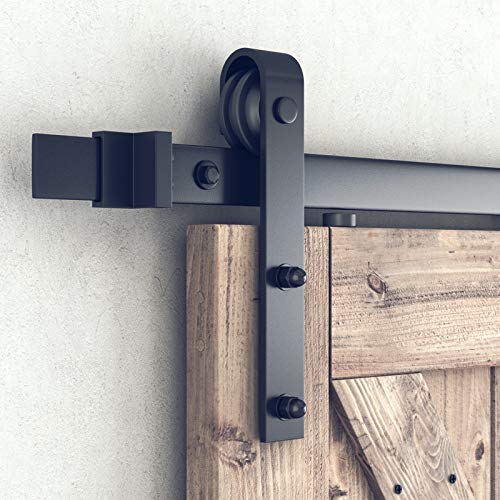 Image of SMARTSTANDARD 6.6 FT Barn Door Hardware Kit -Fits 40 inch Wide Door Panel | Sliding Barn Door Track, Smooth and Quiet, Easy to Install, Includes Step-by-Step Installation Instructions (J Shape Hanger)