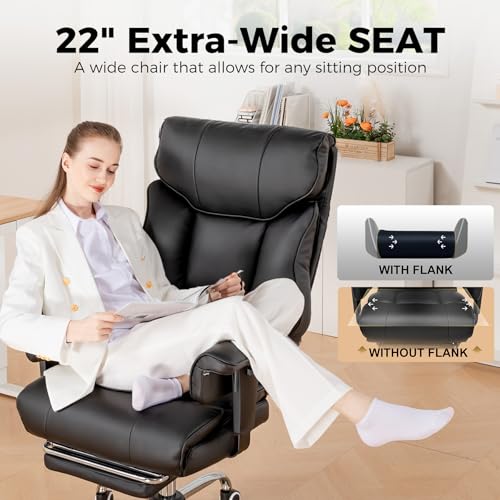 GTRACING Big and Tall Gaming Chair 400lbs Heavy Duty Office Chair with Foot Rest & Ergonomic Pocket Spring Cushion, High Back Lumbar Support for Lower Back Pain Relief, Ergo Black