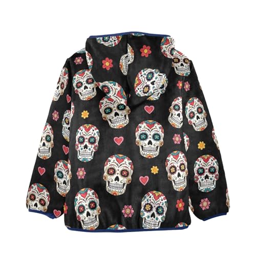 CHIFIGNO Sugar Skulls Floral Black Toddler Zip up Jacket Lightweight Soft Sweatshirt Jacket 3T2