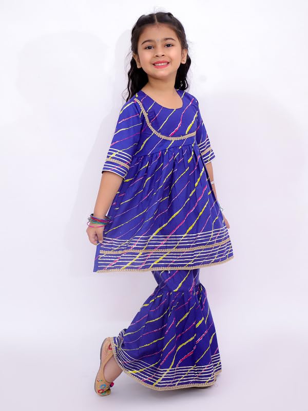 Image of LITTLE GINNIE Girls Kurta Sharara Set | Traditional Ethnic Wear for Kids
