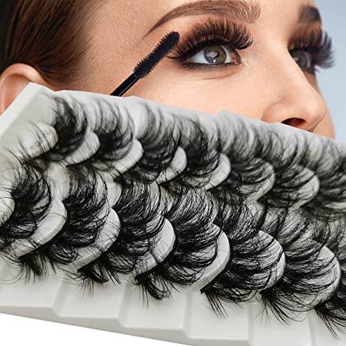 iVIM 3D Volume Fake Eyelashes,18-25mm Long Lashes Natural Look,Soft Fluffy Cat Eye Lashes Like Natural Lashes,Not Easy To Fall Off, Reusable, 10 Pairs Of False Lashes QZ-12