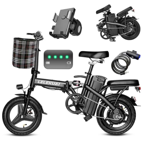 Electric Bike for Adults Teens, Commuter City Folding ebike with 560W Motor and 48V Battery, 24MPH 3-Level Pedals Assist, Dual Disc Brakes,14" Compact Foldable Electric Bicycle with UL 2849 Certified image 3