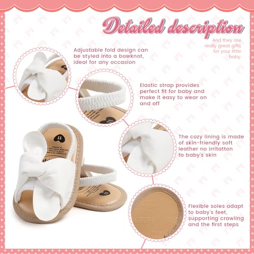 Image of Meckior Infant Baby Girls Boys Summer Sandals Open Toe Lace Princess Dress Wedding Flats Shoes Newborn Toddler Soft Non-slip Sole First Walker Crib Shoes