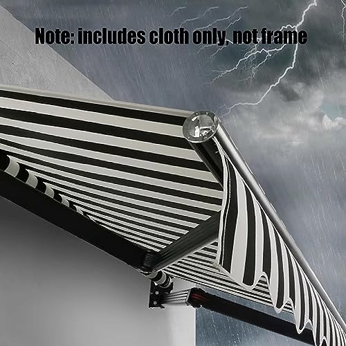 Toile de rechange rétractable 3,7x3m en polyester noir et blanc pour store extérieur - 3