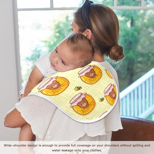Baby Burp Cloths, Soft Absorbent Burping Cloths for Babies, Cotton Milk Spit Up Rags, Large Size for Newborns, Baby Boys and Girls (Honey Jar Bear Pattern) 7