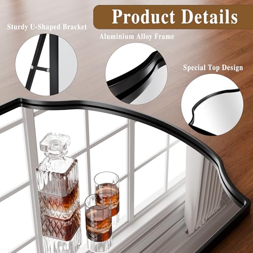 Image of BEAUTYPEAK Full Length Mirror, Full Body Mirrors with Unique Arched Design, 71 inchx30 inch Floor Mirror with Aluminum Alloy Frame, Standing Hanging or Leaning for Bedroom and Living Room, Black