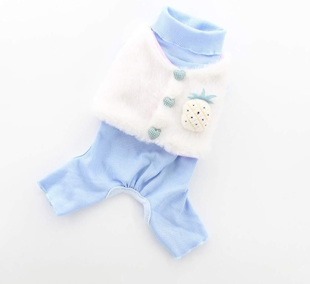 Autumn Dog Pajamas Soft Fruit Style Jumpsuit for Dogs Vest Detachable Teddy Poodle Clothes for Pets XS S M L XL (Color : Pink Size : Large) (Blue X)