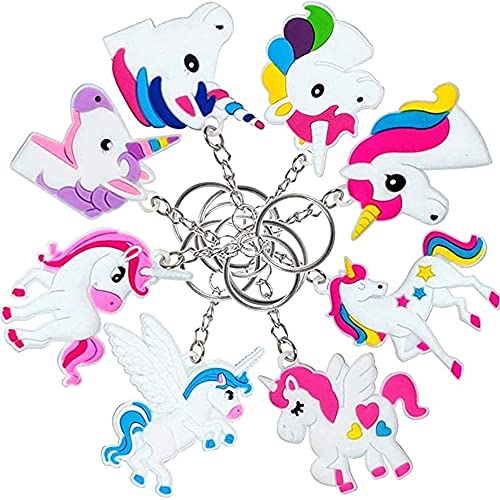 Portachiavi Emoji, Smileys in silicone, portachiavi per decorazione bambini, regalo per festa, compleanno, 8 pezzi, Unicorno., Taglia unica