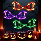 Sprinlot Decoración de Halloween para Ventanas, 3 Luces LED con Ventosa para Halloween, Luces de Ojo de Demonio para Decorar Ventanas