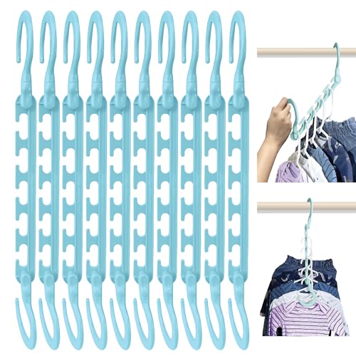 Wonder Hanger Max 10-Pack Space Saving Hangers, Reinforced Hooks Swivels 360°, Cascading Hanger, Teens, College Dorms, Kids & Closet Organizer, Assembled – Pastel Blue -  74131