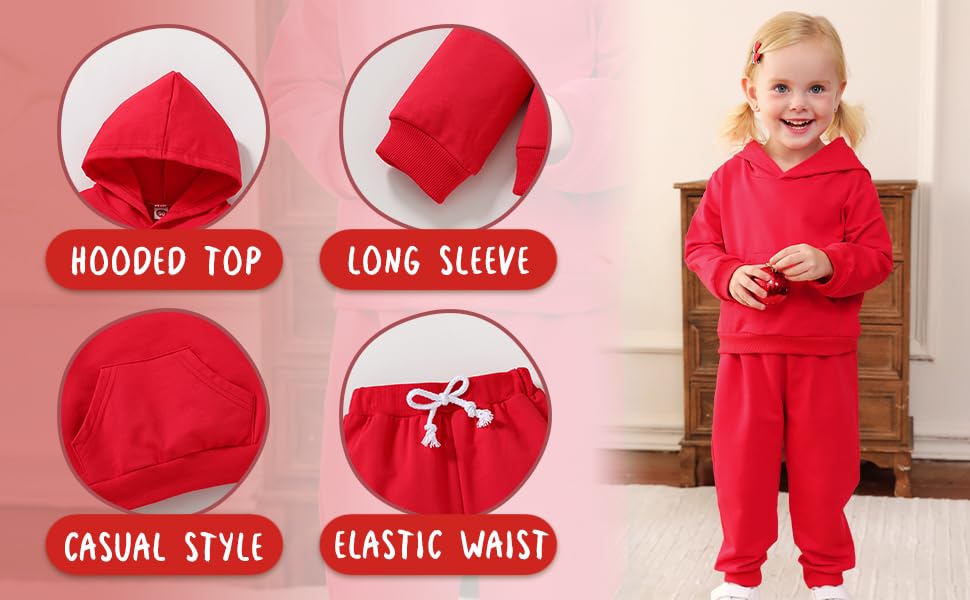 Happy Town Baby Fall Outfits for Girl Boy Long Sleeve Hoodie Top and Long Sweatpants Set Toddler Sweatsuit3