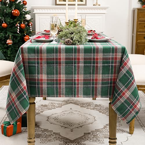Romanstile Christmas Checkered Tablecloth Rectangle - 54 x 80 Inch - Green Buffalo Plaid Cotton Flannel Table Cloths, Xmas Winter Stain Resistant Washable Table Cover for Holiday/Party/Dining Decor – Image 8