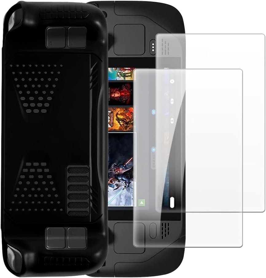 Case with 2 Pack Screen Protector Combo Compatible with Sony PlayStation Portal, Shockproof Cover and Tempered Glass Set for Full Body Safety(Black)