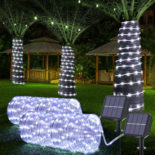 Solar Rope Lights, 2 Pack Total 132ft 400LED Solar String