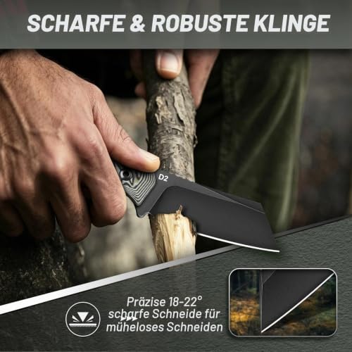Freelander Survival Messer Feststehende Klinge Outdoor Messer, Grau – Ansicht 2