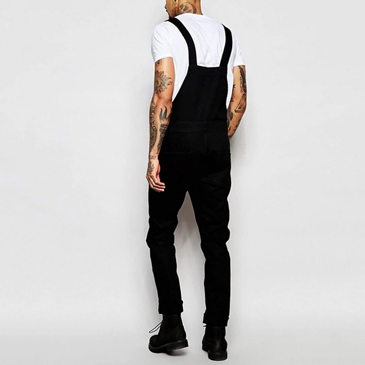 Mens Stretch Fit Biker Overalls - Black 