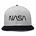 DALIX NASA Black Worm Embroidered Snapback Flat Billed Hat in Light Gray Black