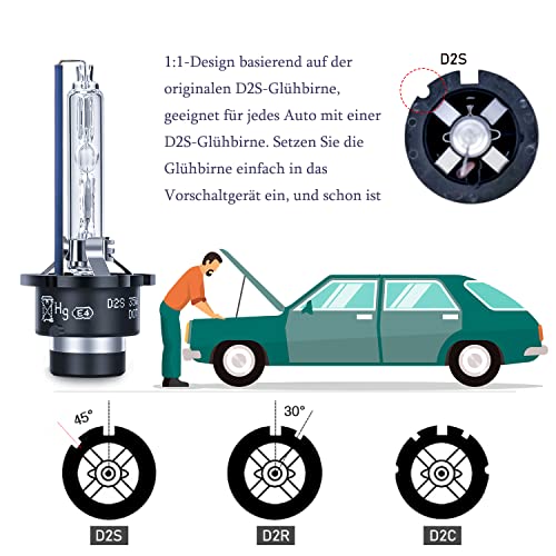 LTONXEN D2S Xenon 8000K Lamp, 12V 35W Koelblauwe Autokoplamp HID Ontladingslamp Vervangingsset, 2 Jaar Garantie. (2… - Afbeelding 3