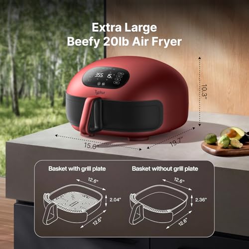 Image of Typhur Dome 2 Large AI Smart Air Fryer, 15-in-1 Dual Heating, Self-Cleaning | Top & bottom heating | PFAS-free ceramic basket | fits 12 inch pizza or steaks | whisper-quiet cooking | 120V
