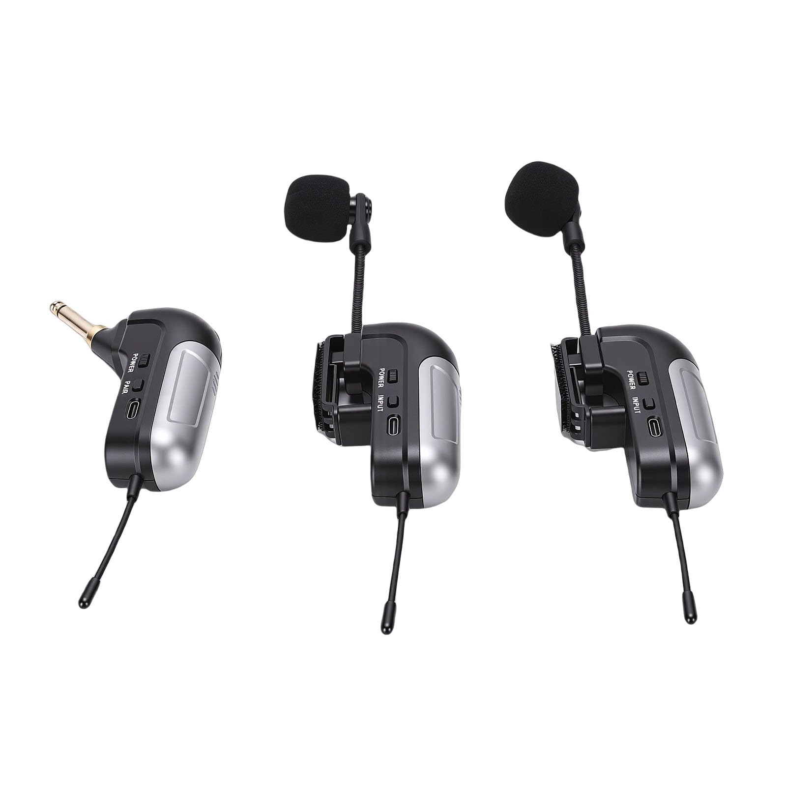 Doppio Microfono Wireless per Fisarmonica UHF, Microfono per Ripresa di Strumenti a 360 Gradi con 1 Ricevitore per Fisarmonica, Sistemi PA, Mixer Audio, Altoparlanti, Lungo Raggio di 30 M