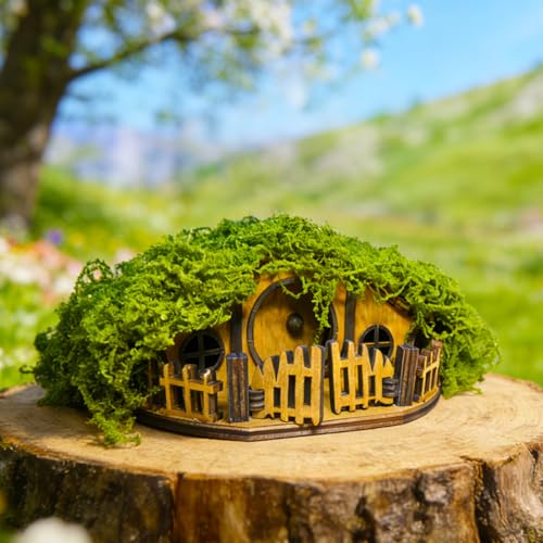 JULEASEL Mosswood Mini Treehouse for Indoor Plants – Woodland-Inspired Mini House for Plant Pots, Terrariums & Fairy Gardens, Dwarf Tree - Plant Mini Treehouse