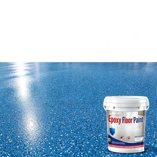 Epoxy Color Sand Floor Paint, Self-Leveling High Gloss Waterproof Coating (Sky Blue)